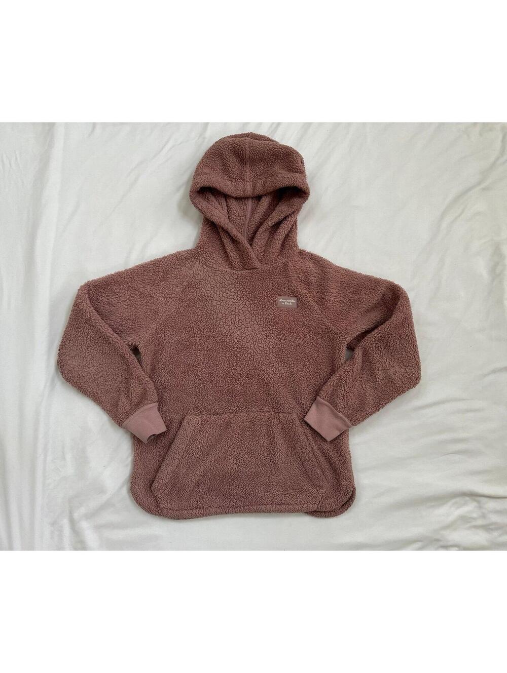 Abercrombie kids girls size 11/12 dusty pink plush pullover hoodie